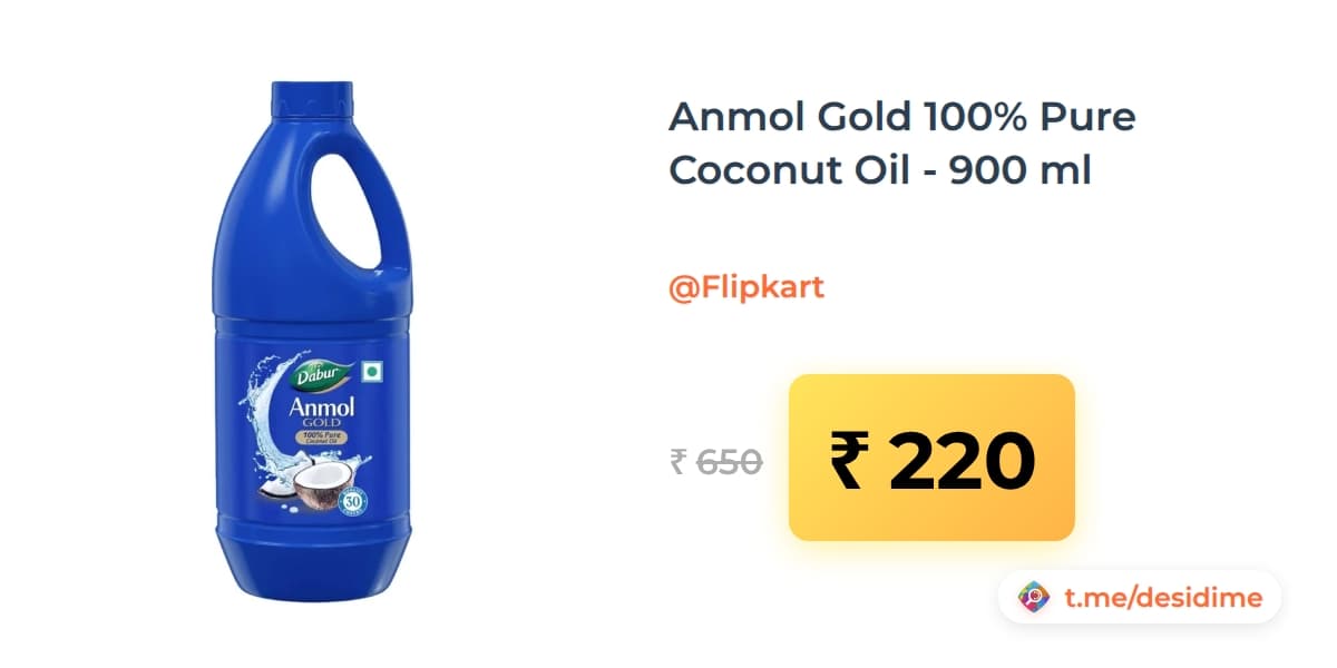 Dabur Anmol Gold 100 Pure Coconut Oil Nariyal Tel Natural Multipurpose Hair