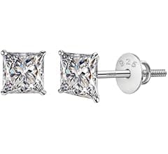HIGHSPARK 925 Silver Solitaire Screwback Stud Earrings | 92.5 Sterling Silver &...