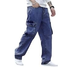Ben Martin Men's Denim Cotton Cargo Jeans || Stretchable Baggy Fit || High Waist...