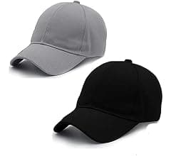 SELLORIA Acrylic Plain Baseball Sport Cap For Men Boys & Women.Pack Of 2 (Grey &...
