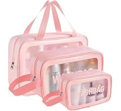 Catron Waterproof Makeup Pouch Bag for Women Travel Kit Washbag Pink Faux...