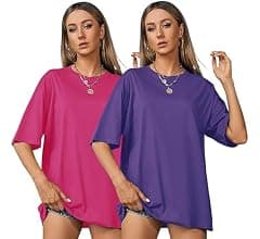 London Hills Women's Cotton Loose Casual Round Neck Solid, Drop Shoulder T-Shirt...