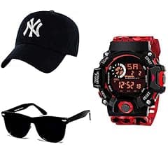 SELLORIA Silicone Casual Digital Boy's Watch (Red Dial Red Colored Strap)