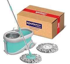 Spotzero by Milton Prime Stainless Steel Wringer Spin Mop with Big Wheel, Puller...