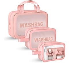 CATRON Makeup PVC Water-Resistant Cosmetic Bag Set 3 Wash Bag Pouch for...