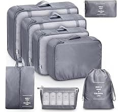 Flyngo 8 Pcs Travel Organizer Pouch Packing Cubes For Clothes Space Savers Bags...