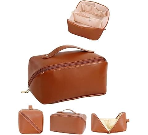 Sprqcart Large Capacity Travel Cosmetic Bag With Handle And Divider -...