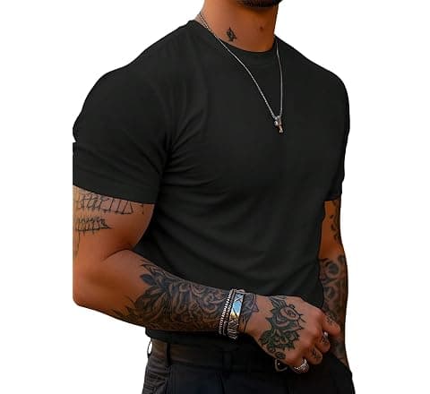 T Shirt For Man | Men T-Shirts | Tshirt For Man Solid Cotton Blend Half Sleeve...