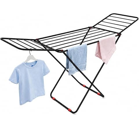 LiMETRO STEEL Foldable Clothes Drying Stand for Balcony & Indoor Use | Heavy Duty...