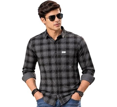Majestic Man Cotton Checkered Slim Fit Casual Shirt For Men