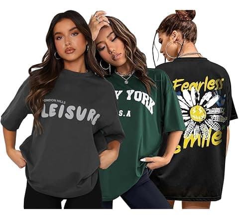 London Hills Women's Cotton Oversized Fit Printed Round Neck Oversized T-Shirt |...