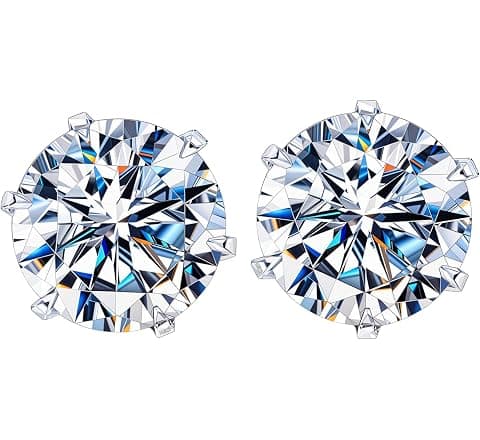 HIGHSPARK 925 Silver Solitaire Stud Earrings | 92.5 Sterling Silver & Round...