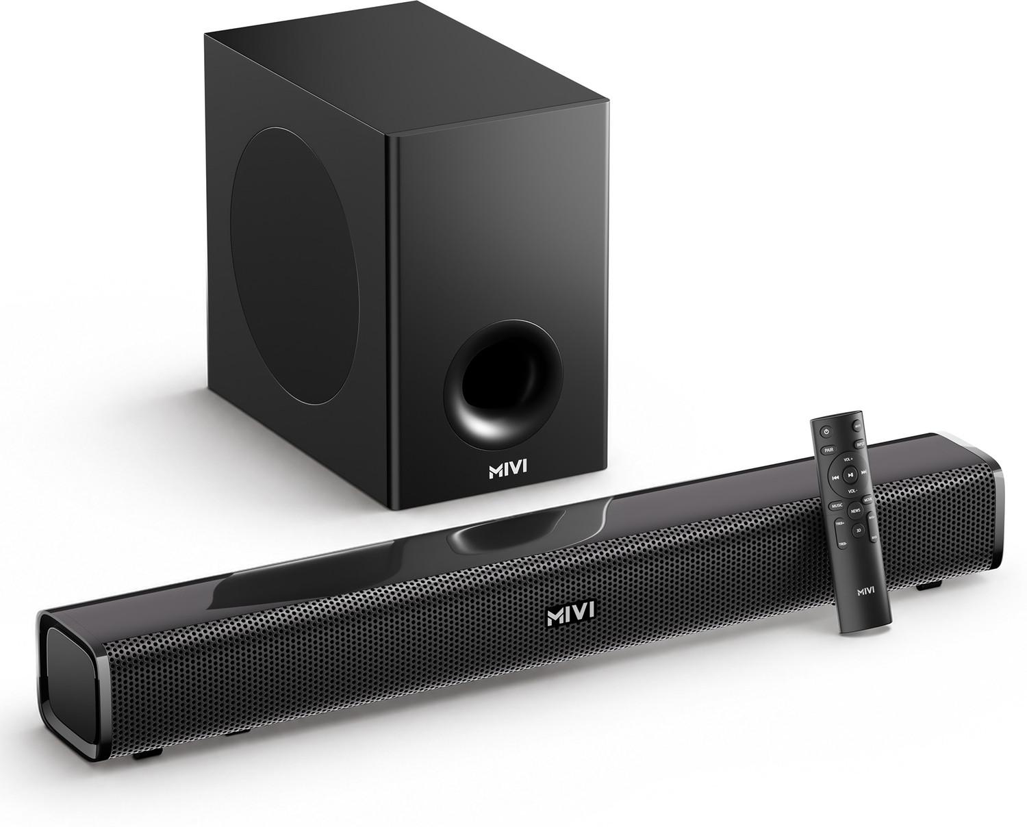 Mivi Fort H160 Soundbar, 160 Watts, 2.1 Channel, Multi-Input and EQ Modes, BT...